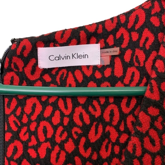 Calvin KLEIN KNEE LENGTH RED LEOPARD SLEEVELESS DRESS SIZE 6 - Picture 5 of 9